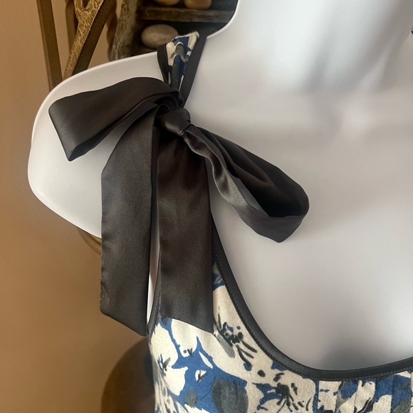 American Eagle Outfitters Flower Print with side Ribbon Bow Pleated Tank Top - Picture 2 of 11